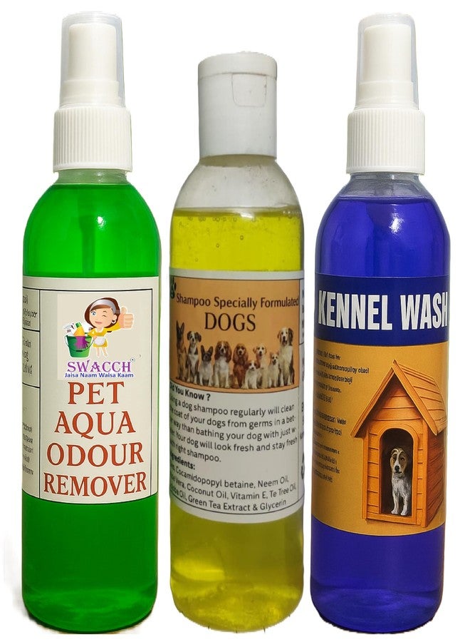 swacch مزيل روائح الحيوانات الأليفة سواتش بيت أكوا (ياسمين) + شامبو للكلاب (ليمون) + غسول لبيت الكلب (لافندر) عبوة اقتصادية من 3 قطع سعة 100 مل | مناسب للكلاب والقطط - Image 1